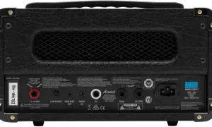 Rückseite des Marshall DSL 1 Verstärkers mit Anschlüssen wie FX Loop, Audio In und Mains Input.