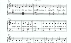 Noten für "Jingle Bells" mit Text, ideal für Kinder zum Singen und Spielen.