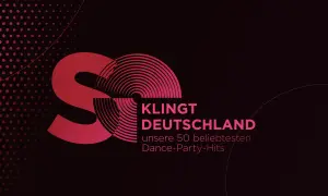 Klingt Deutschland: 50 beliebteste Dance-Party-Hits. Ein großes S-Symbol mit roten Kreisen und Punkten.