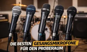 Fünf Mikrofone für den Gesang im Proberaum: Shure SM58, Sennheiser 6935, Lewitt MTP 550 DM, Audix OM 5. Ein Mikrofon-Test für beste Performance.