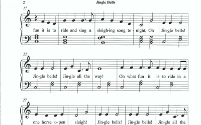 Noten für "Jingle Bells" mit Text, ideal für Kinder zum Singen und Spielen.