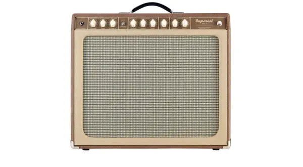 Ein brauner Röhrenverstärker mit dem Schriftzug "Imperial MK II" und dem Hinweis "Tone King Amplifiers".