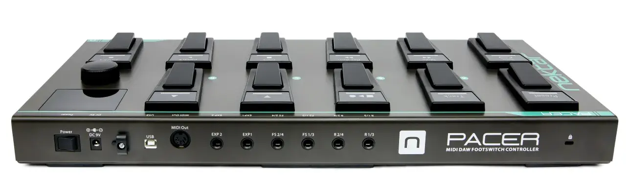 Der Nektar Pacer ist ein MIDI-Fußschalter-Controller mit vielen Pedalen und Reglern für Musikproduktionen.