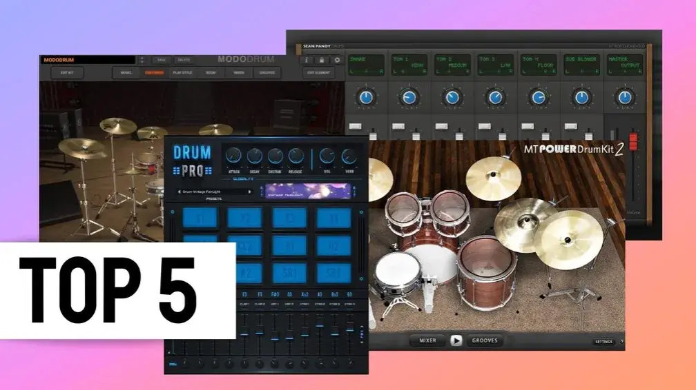 Top 5 virtuelle Drum-Kits: Mododrum, Drum Pro, Sean Pandy Drums und MT Power Drum Kit 2 zeigen die Vielfalt an drum samples.