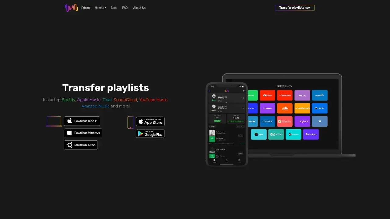 Übertrage deine emotionalen Lieder von Spotify, Apple Music und mehr. Die App unterstützt viele Dienste.