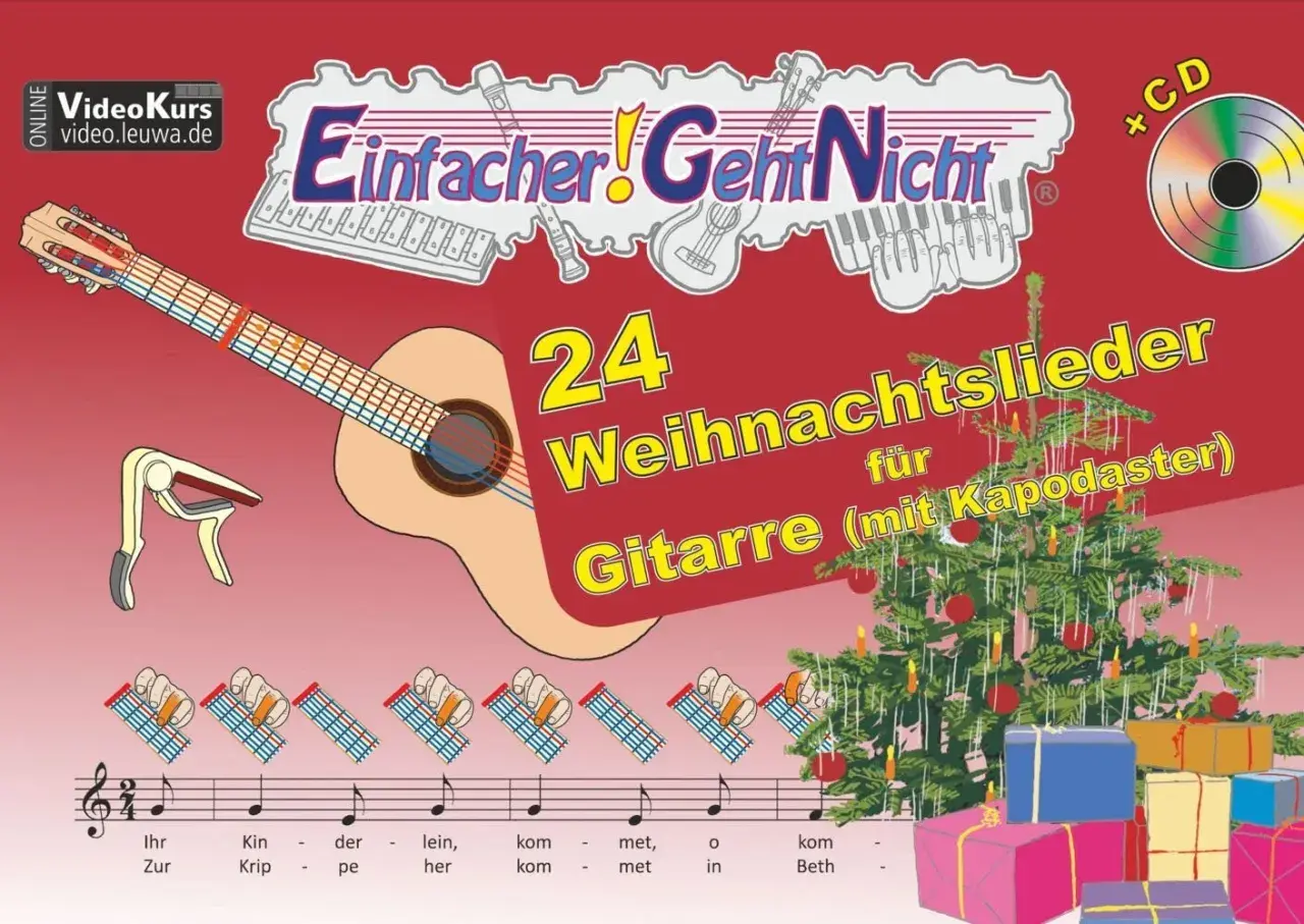 Ein einfaches Weihnachtslied auf Gitarre lernen? Hier gibt es 24 Lieder mit Akkorden und Noten, inklusive Kapodaster-Tipps. Perfekt für die Feiertage!