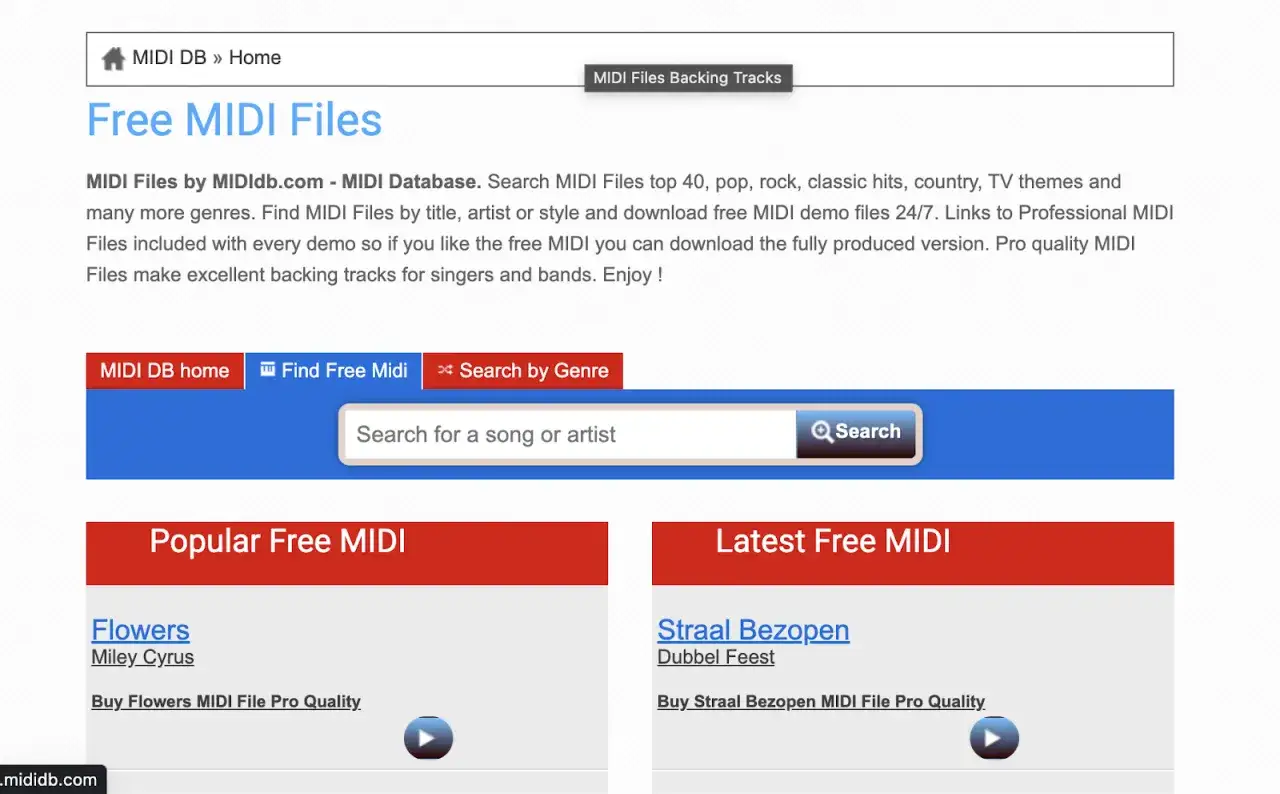 Professionelle Midifiles kostenlos finden. Suche nach Songs, Künstlern oder Genres. MIDI-Datenbank mit vielen kostenlosen Demos.