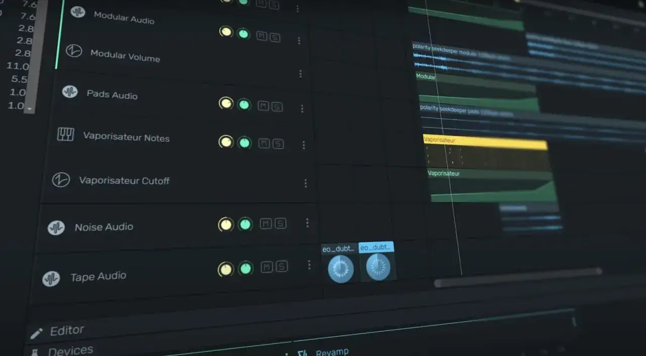 Digitale Audio-Workstation mit Spuren wie