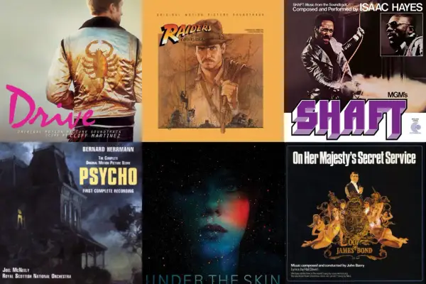Soundtracks von "Drive", "Raiders of the Lost Ark", "Shaft", "Psycho", "Under the Skin" und "On Her Majesty's Secret Service" – eine Auswahl der 100 besten Filmmusik.