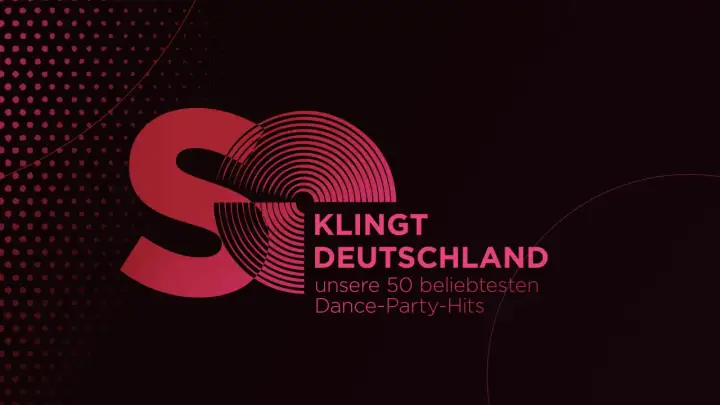 Klingt Deutschland: 50 beliebteste Dance-Party-Hits. Ein großes S-Symbol mit roten Kreisen und Punkten.